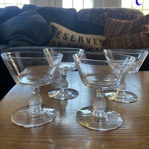 4 Pineapple Stemmed Sorbet Glasses